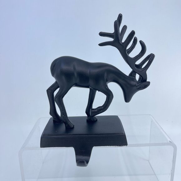 black metal reindeer stocking holders with antler holiday decor pair - Picture 2 of 9